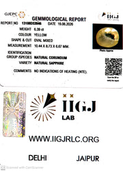 6.39/CT Natural Yellow Sapphire With Govt Lab Certificate-13108D53946